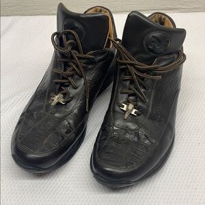 Mauri Brown Croco Leather Sneakers with Silver Crocodile 8900/2 459